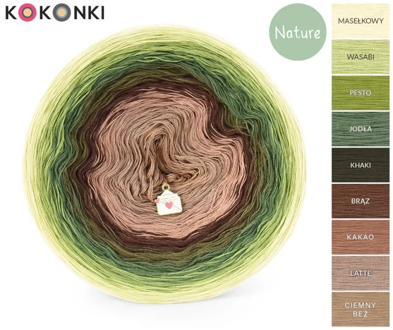 KOKONEK_Nature 9K 09 GOTOWY - Masełkowy/wasabi/pesto/jodła/khaki/brąz/kakao/latte/ciemny beż / 3 nitki / 1400 m / 250 g