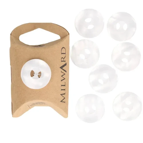 Guzik Milward okrągły / biały / perłowy / 21 mm / 8 szt. / 9033099