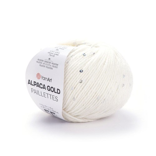 Włóczka z cekinami YarnArt Alpaca Gold Paillettes 9301 / ecru