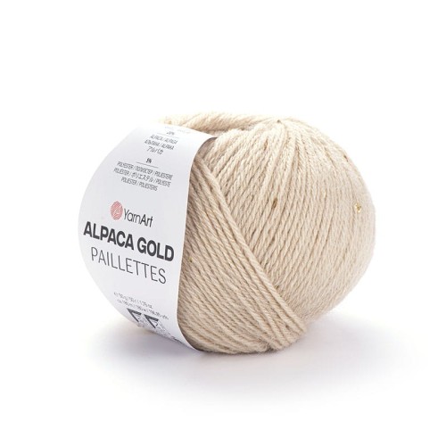 Włóczka z cekinami YarnArt Alpaca Gold Paillettes 9302 / jasny beż