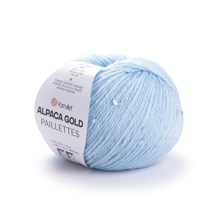 Włóczka z cekinami YarnArt Alpaca Gold Paillettes 9305 / jasny niebieski