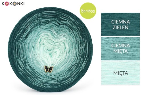 KOKONEK Bamboo BB125 Ciemna zieleń/ciemna mięta/mięta / 4 nitki / 1200 m / 240 g - GOTOWY
