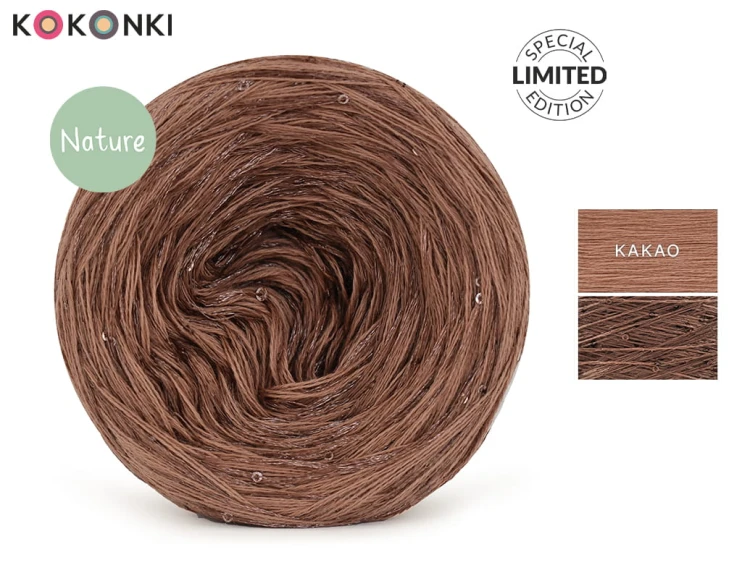 KOKONEK_Nature GLOW NG06 - Kakao + cekiny kakao / 400 m / 3+1 nitki - GOTOWY