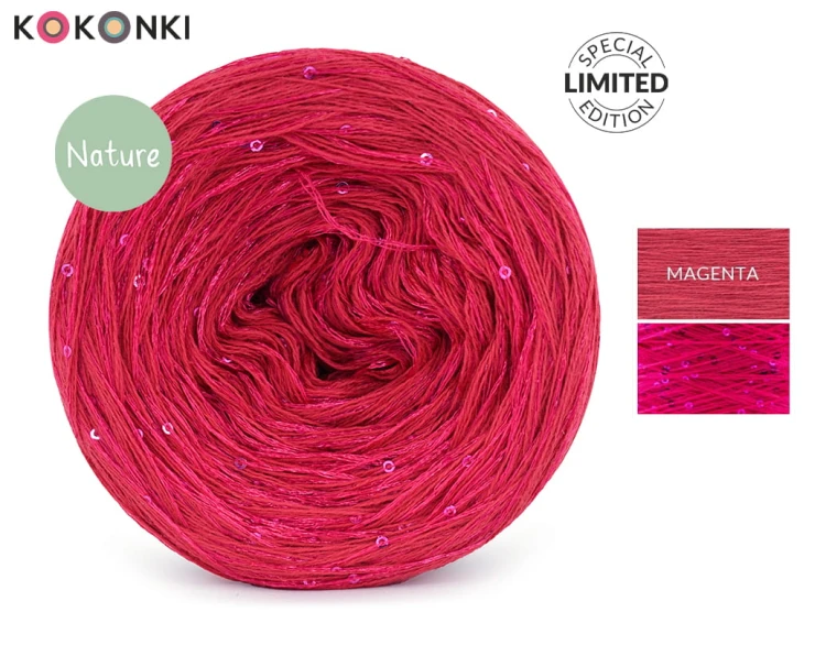 KOKONEK_Nature GLOW NG07 - Magenta + cekiny magenta / 400 m / 3+1 nitki - GOTOWY