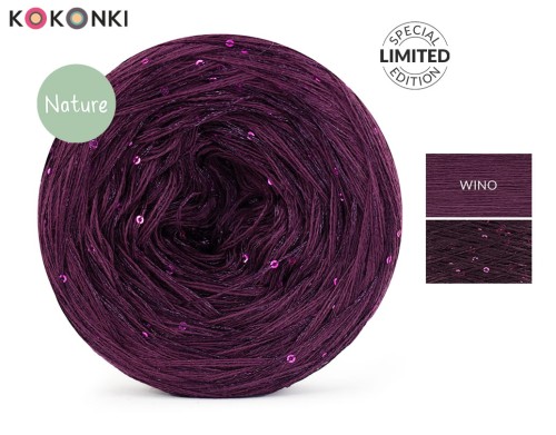 KOKONEK_Nature GLOW NG10 - Wino + cekiny wino / 400 m / 3+1 nitki - GOTOWY