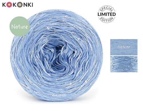 KOKONEK_Nature GLOW NG12 - Denim + cekiny błękit / 400 m / 3+1 nitki - GOTOWY