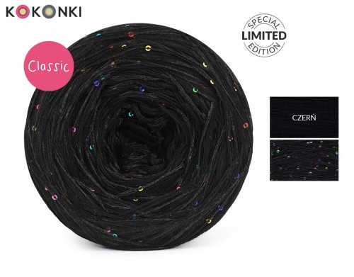 KOKONEK_Classic GLOW CG03 - Czerń + cekiny disco czerń / 400 m / 3+1 nitki - GOTOWY