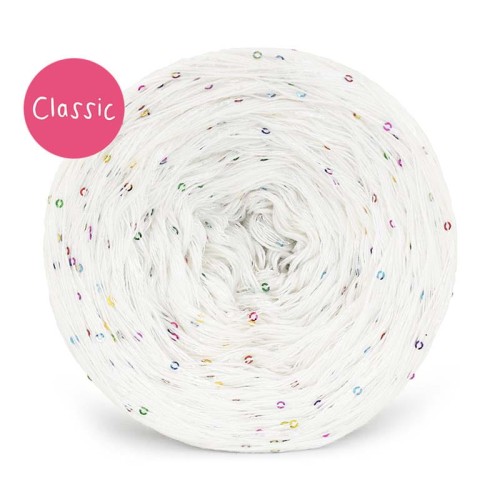 KOKONEK_Classic GLOW CG02 - Kreda + cekiny disco biel / 400 m / 3+1 nitki - GOTOWY