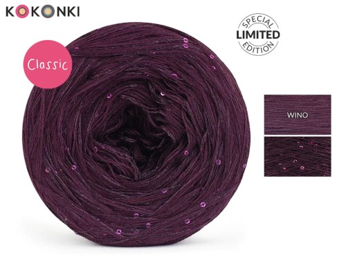 KOKONEK_Classic GLOW CG10 - Wino + cekiny wino / 400 m / 3+1 nitki - GOTOWY