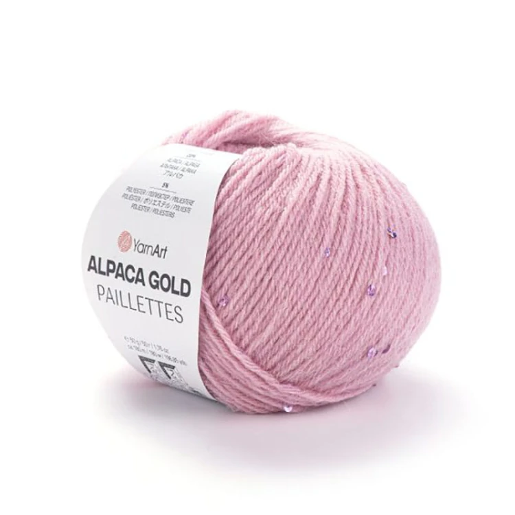 Włóczka z cekinami YarnArt Alpaca Gold Paillettes 9306 / jasny róż