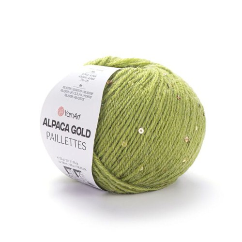 Włóczka z cekinami YarnArt Alpaca Gold Paillettes 9310 / groszek