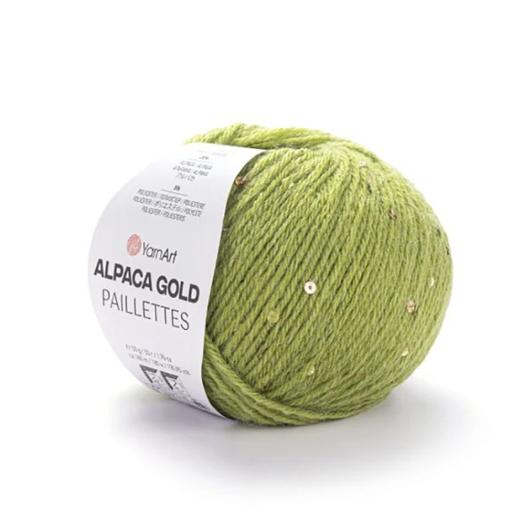 Włóczka z cekinami YarnArt Alpaca Gold Paillettes 9310 / groszek
