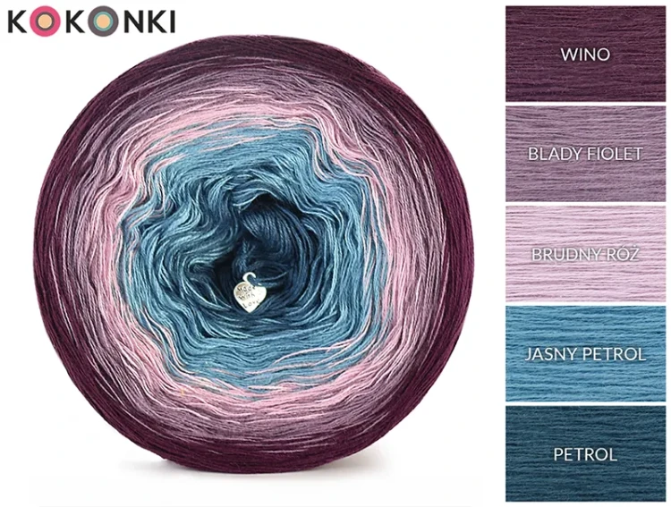 KOKONEK Classic A893 Wino/blady fiolet/brudny róż/jasny petrol/petrol
