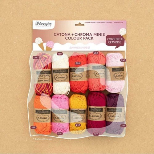 Zestaw włóczek Scheepjes Catona + Chroma 10 x 25 g - Summer Sherbet