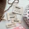 Metka tkana PetiteKnit "Made with love to keep you warm" / naturalny / 5 x 4 cm / 1 szt