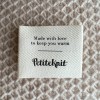 Metka tkana PetiteKnit "Made with love to keep you warm" / naturalny / 5 x 4 cm / 1 szt