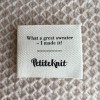 Metka tkana PetiteKnit "What a great sweater - I made it!" / naturalny /  5 x 4 cm / 1 szt