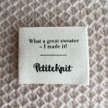 Metka tkana PetiteKnit "What a great sweater - I made it!" / naturalny /  5 x 4 cm / 1 szt