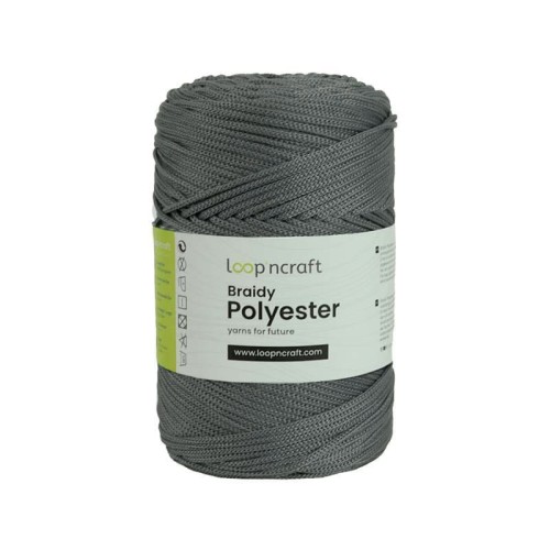 Sznurek poliestrowy Loop'ncraft Braidy Polyester MINI / 2mm 10-10 / szary