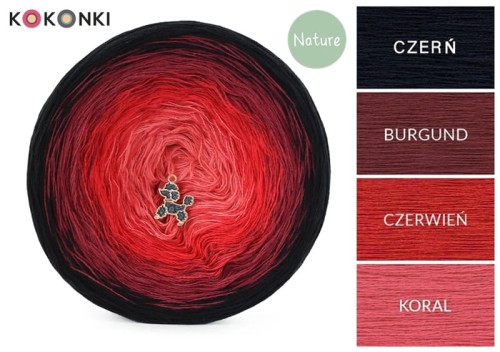 KOKONEK Nature NT098 - Czerń/burgund/czerwień/koral