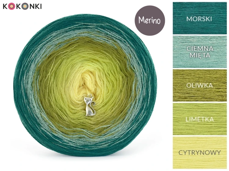 KOKONEK Merino 842 Golden Pears - Morski/ciemna mięta/oliwka/limetka/cytrynowy