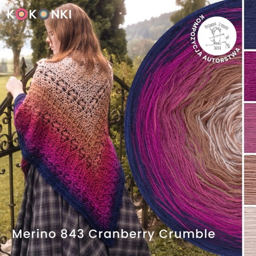 KOKONEK Merino 843 Cranberry Crumble - Granat/jeżyna/lody porzeczkowe/terakota/nude