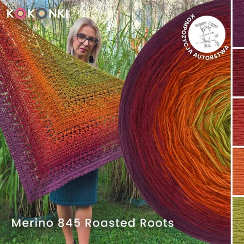 KOKONEK Merino 845 Roasted Roots - Burak/bordo/cegła/koniak/oliwka