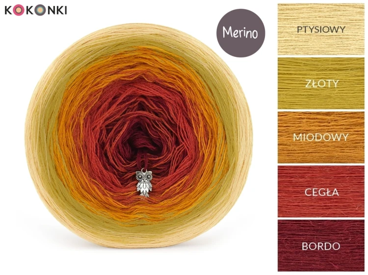 KOKONEK Merino 846 Spiced Apple - Ptysiowy/złoty/miodowy/cegła/bordo