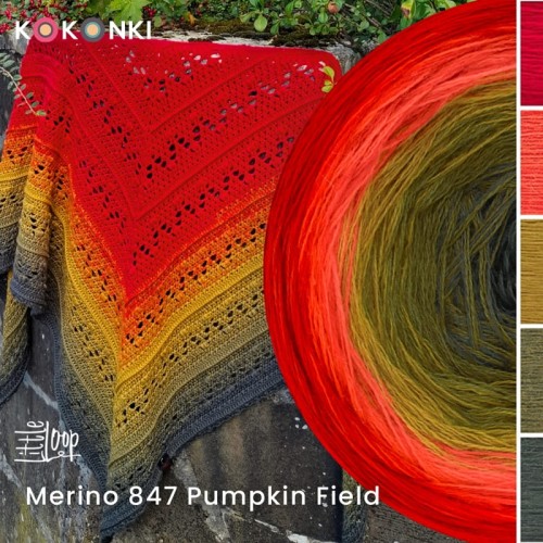 KOKONEK Merino 847 Pumpkin Field - Czerwień/jarzębina/musztarda/guacamole/ciemne khaki