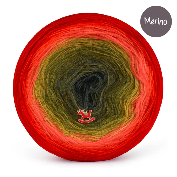 KOKONEK Merino 847 Pumpkin Field - Czerwień/jarzębina/musztarda/guacamole/ciemne khaki