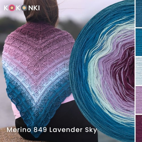 KOKONEK Merino 849 Lavender Sky - Petrol II/petrol/lodowy błękit/ametyst/burak