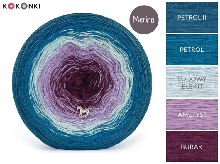 KOKONEK Merino 849 Lavender Sky - Petrol II/petrol/lodowy błękit/ametyst/burak