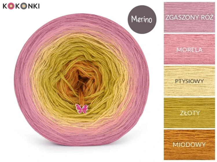 KOKONEK Merino 850 Amber Glow - Zgaszony róż/morela/ptysiowy/złoty/miodowy