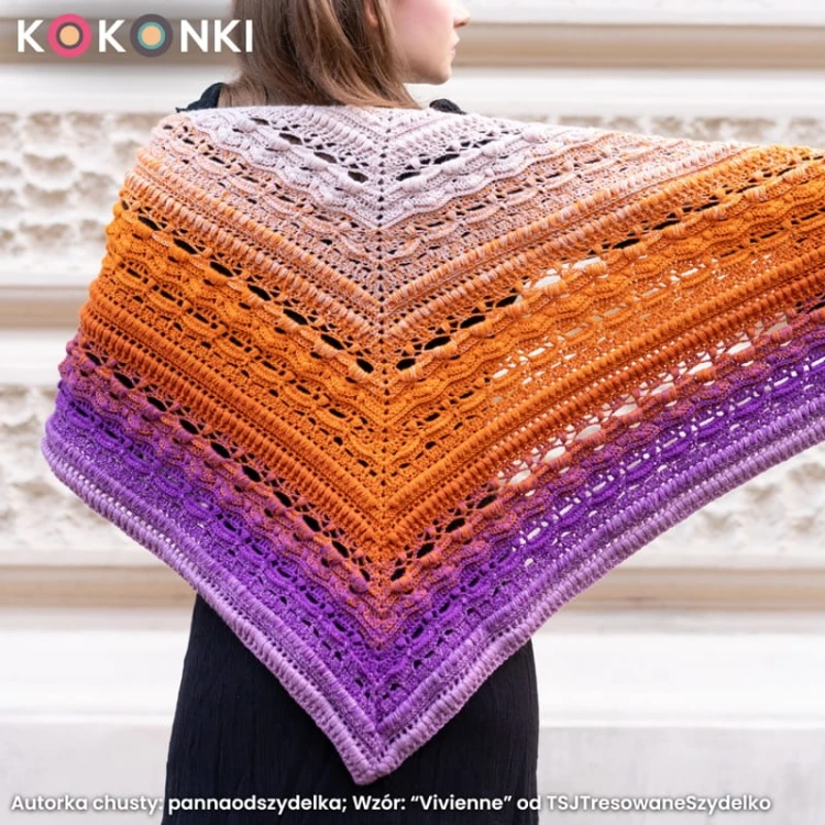 KOKONEK Merino 851 Trick or Treat - Wrzos/ciemny cyklamen/koniak/pomarańcz/nude