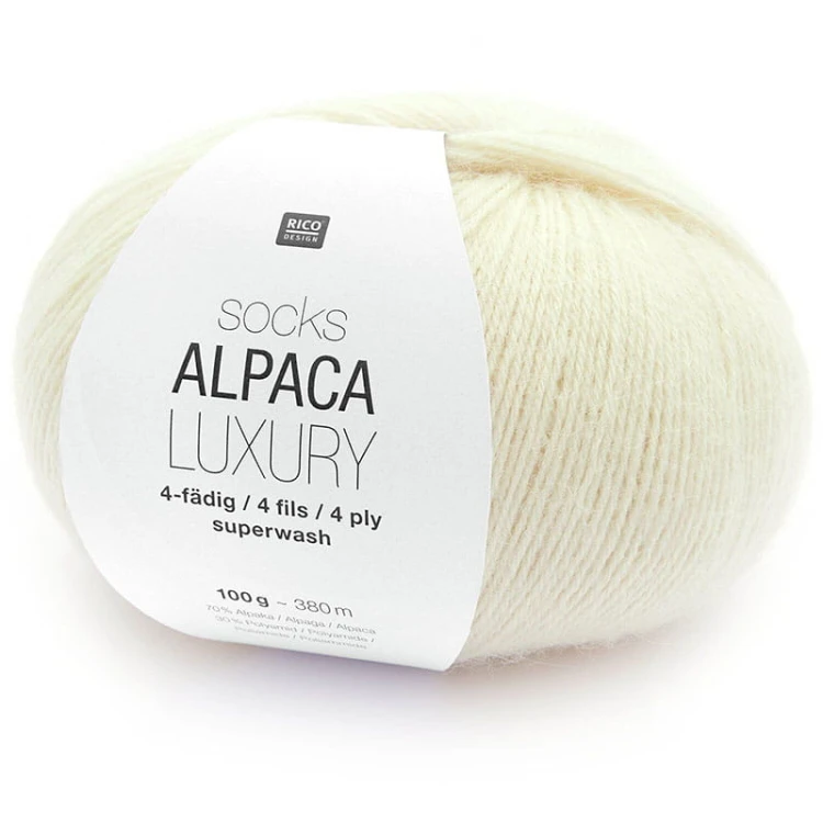 Włóczka skarpetkowa Rico Design Socks Alpaca Luxury 4ply 001 / krem