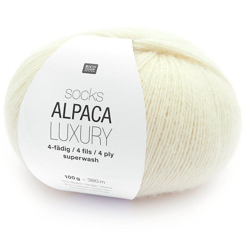 Włóczka skarpetkowa Rico Design Socks Alpaca Luxury 4ply 001 / krem
