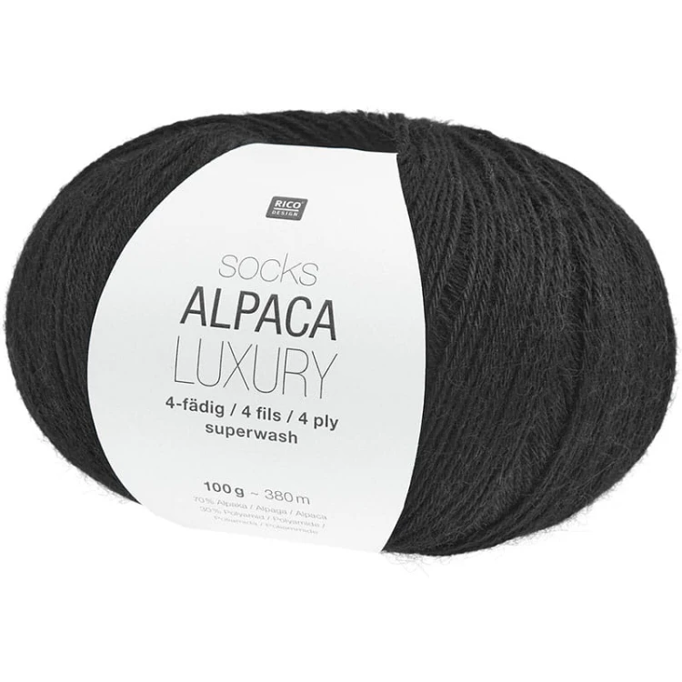 Włóczka skarpetkowa Rico Design Socks Alpaca Luxury 4ply 008 / czerń