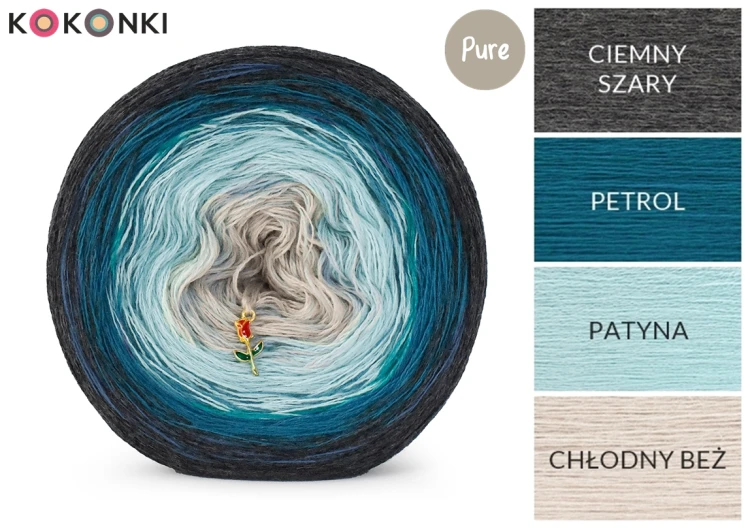 KOKONEK Pure P169 - Ciemny szary/petrol/patyna/chłodny beż