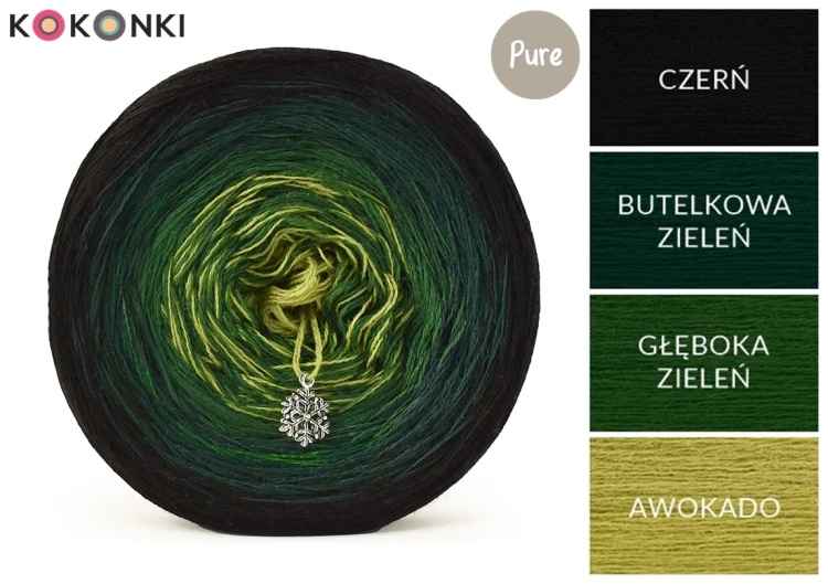 KOKONEK Pure P179 - Czerń/butelkowa zieleń/głęboka zieleń/awokado