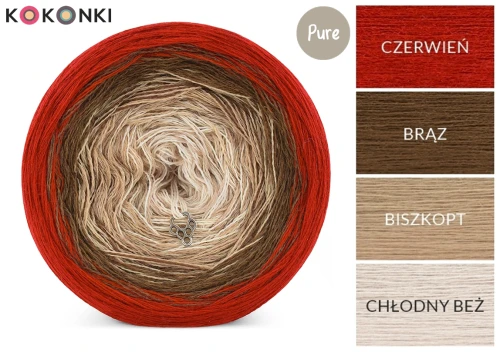 KOKONEK Pure P186 - Czerwień/brąz/biszkopt/ciepły beż