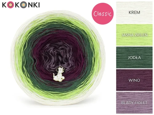KOKONEK Classic B312 Wrzosowisko - Krem/jasna zieleń/jodła/wino/blady fiolet