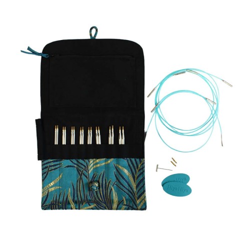 Zestaw drutów wymiennych HiyaHiya Sharp Premium Small 5" / 2.75 - 5 mm / etui liście szmaragd - OSTRE