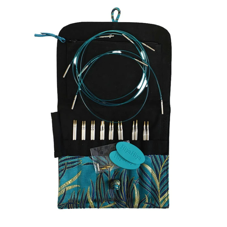 Zestaw drutów wymiennych HiyaHiya Sharp Premium Small 5" / 2.75 - 5 mm / etui liście szmaragd - OSTRE
