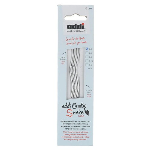 Druty do skarpet Addi CraSySnake 15cm - metalowe