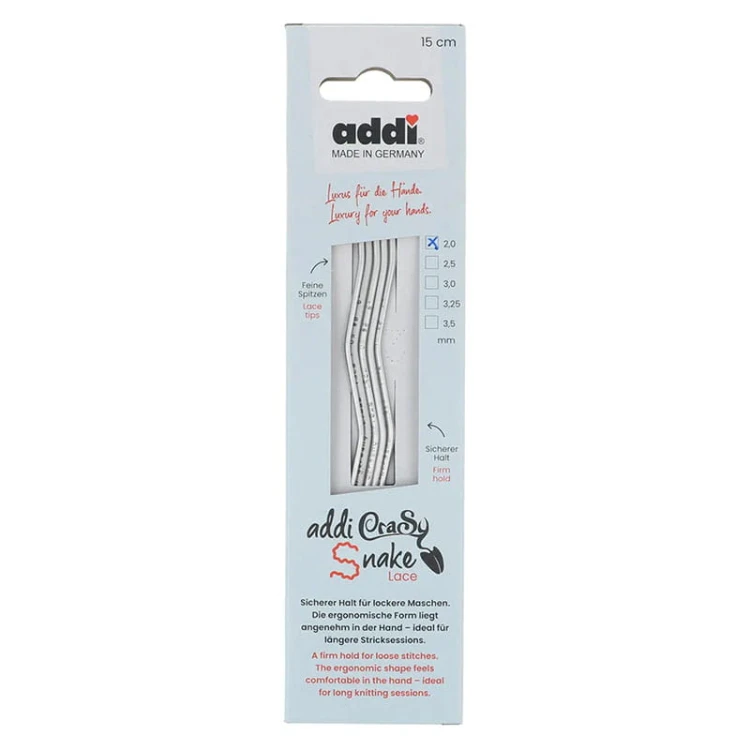 Druty do skarpet Addi CraSySnake 15cm - metalowe