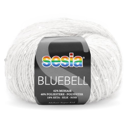 Włóczka / nić fantazyjna z cekinami Sesia Bluebell 0051 / biel