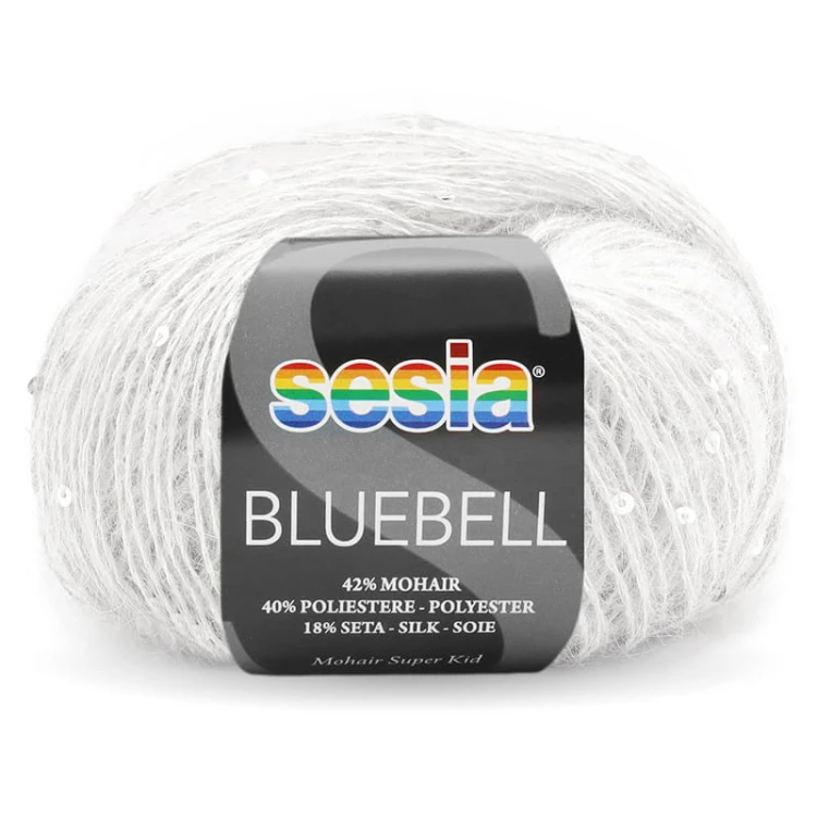 Włóczka / nić fantazyjna z cekinami Sesia Bluebell 0051 / biel