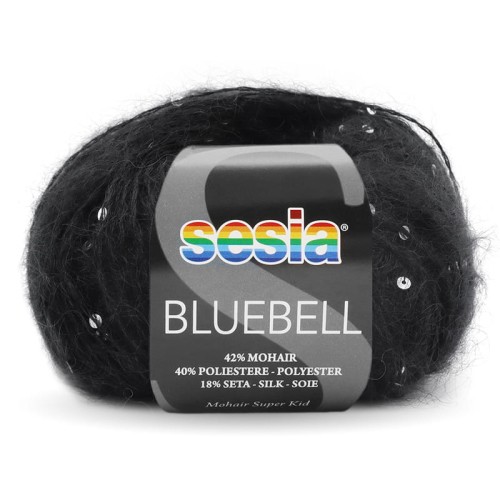 Włóczka / nić fantazyjna z cekinami Sesia Bluebell 8067 / czerń ze srebrnymi cekinami