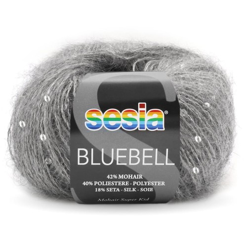 Włóczka / nić fantazyjna z cekinami Sesia Bluebell 8463 / szary melanż