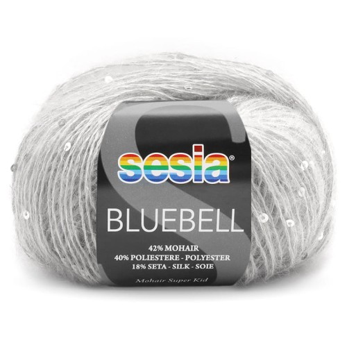 Włóczka / nić fantazyjna z cekinami Sesia Bluebell 8578 / jasny szary